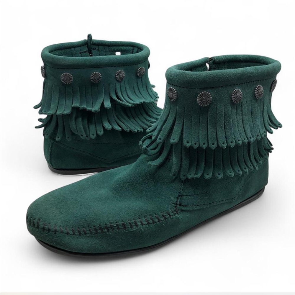 Minnetonka Women's Double Fringe Side Zip Boots - Picture 4 of 7